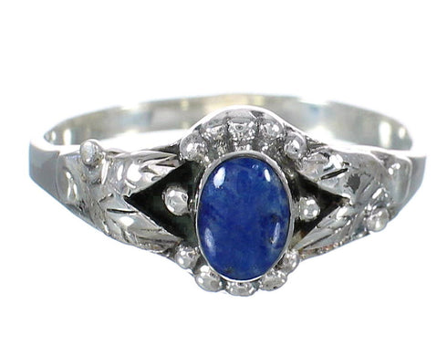 Southwest Lapis And Authentic Sterling Silver Leaf Ring Size 8-1/4 WX61818